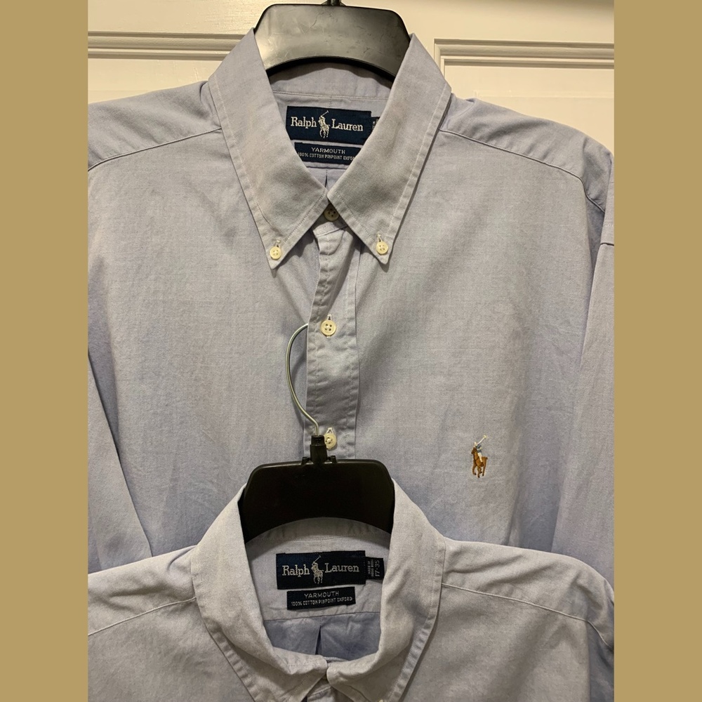 SOLD Mens Ralph Lauren POLO Yarmouth Pinpoint Button Down Dress Shirt Blue